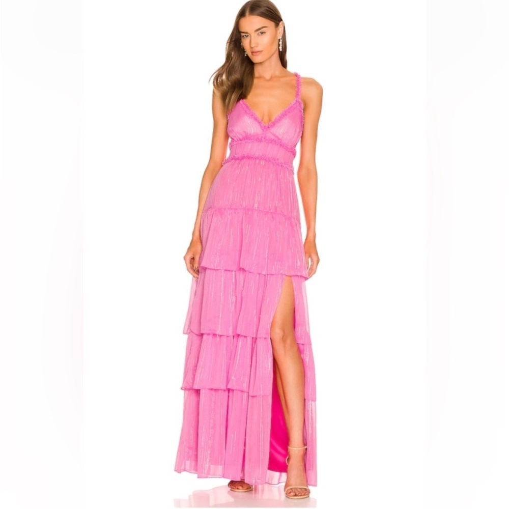 LIKELY Athena Tiered Maxi Dress in Pink Sugar Sz 6